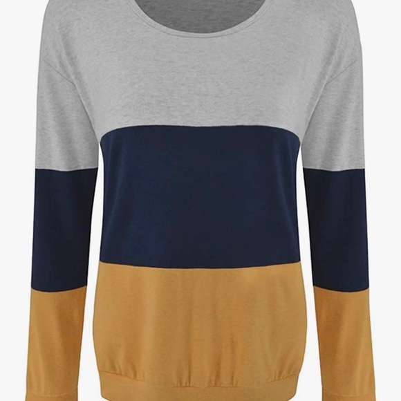 Women's Color Block Long Sleeves Tunic Cutout Tops - Picture 3 of 4